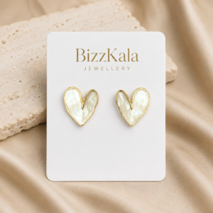 White Heart Stud Earrings for Women