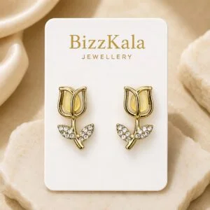 Yellow Tulip Stud Earrings for Women