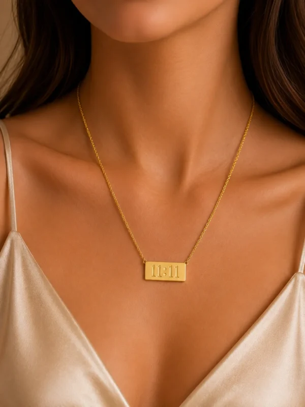 11:11 Engraved Bar Necklace for Women