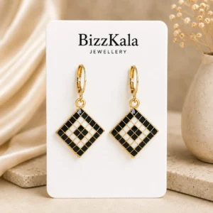Black White Checkered Jhumka for Women