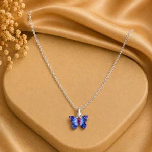 Blue Butterfly Pendant Necklace for Women