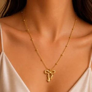 Elegant Bow Pendant Necklace for Women - Image 2