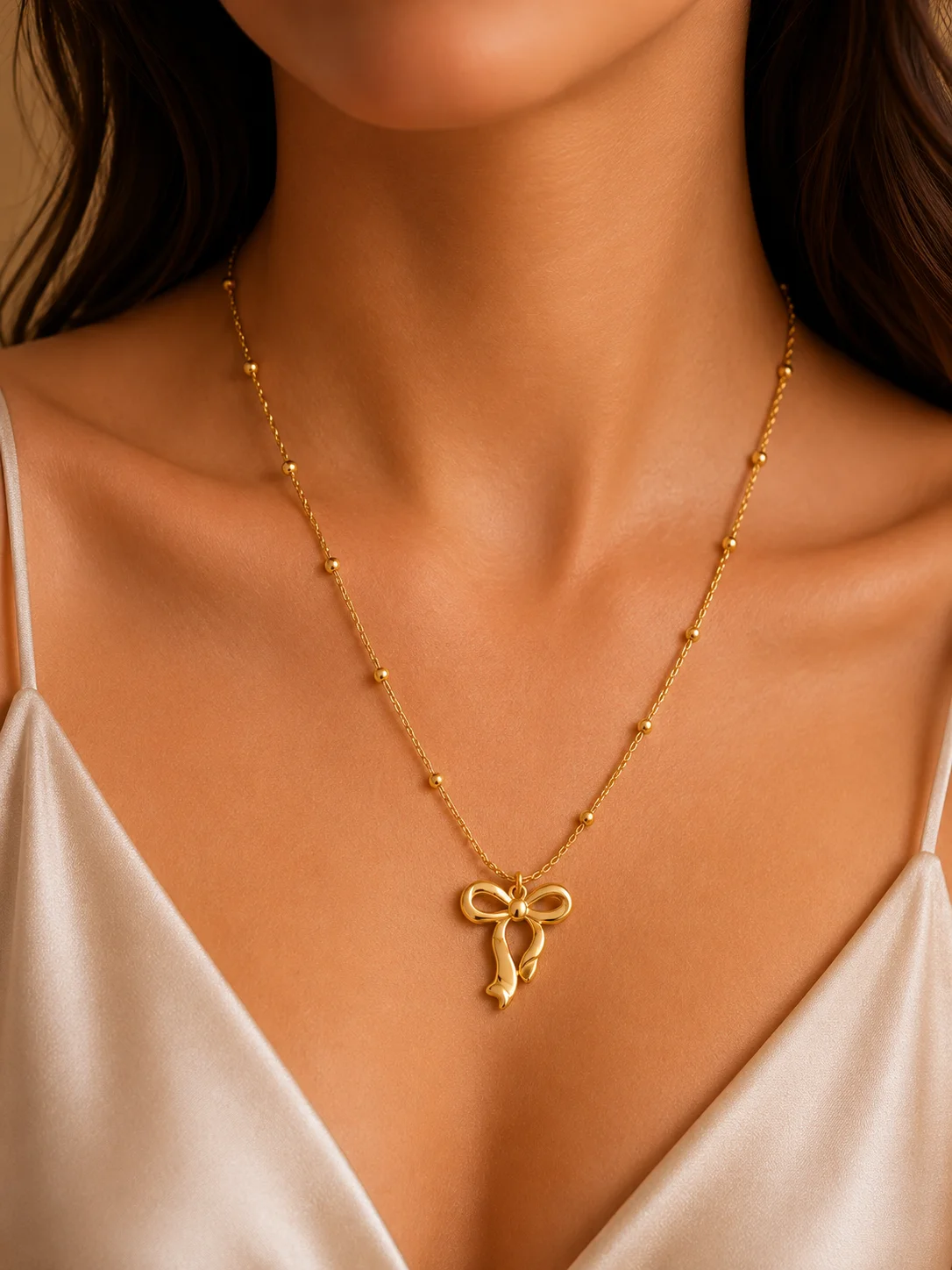 Elegant Bow Pendant Necklace for Women - Image 2