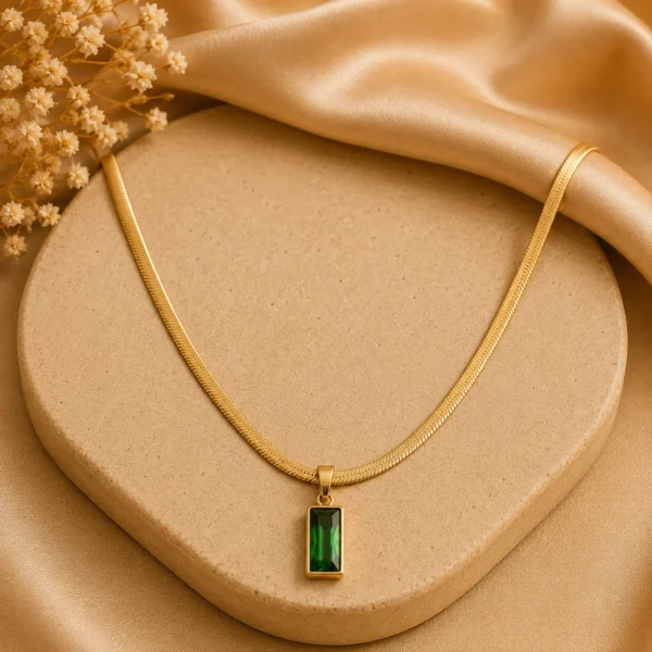 Emerald Green Crystal Pendant Necklace for Women