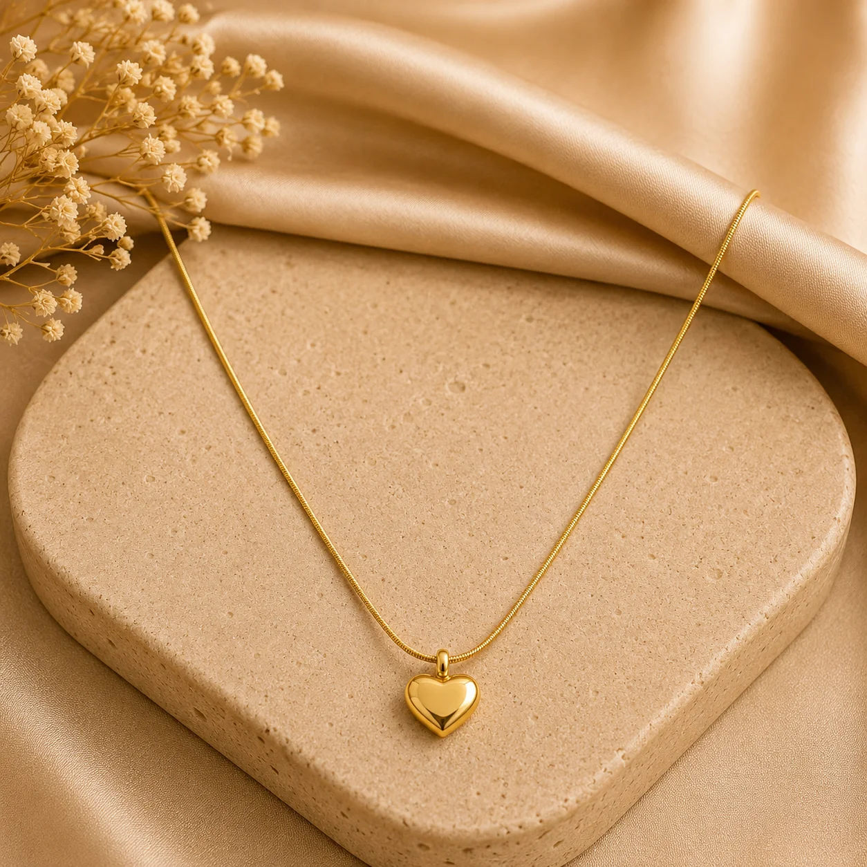 Gold Heart Pendant Necklace for Women - Image 1