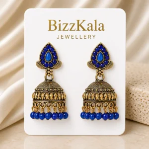 Gold-Tone Blue Stone Jhumka for Women