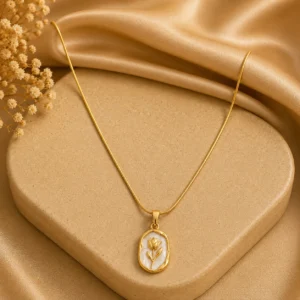 Gold-Tone Floral Pearl Pendant Necklace for Women