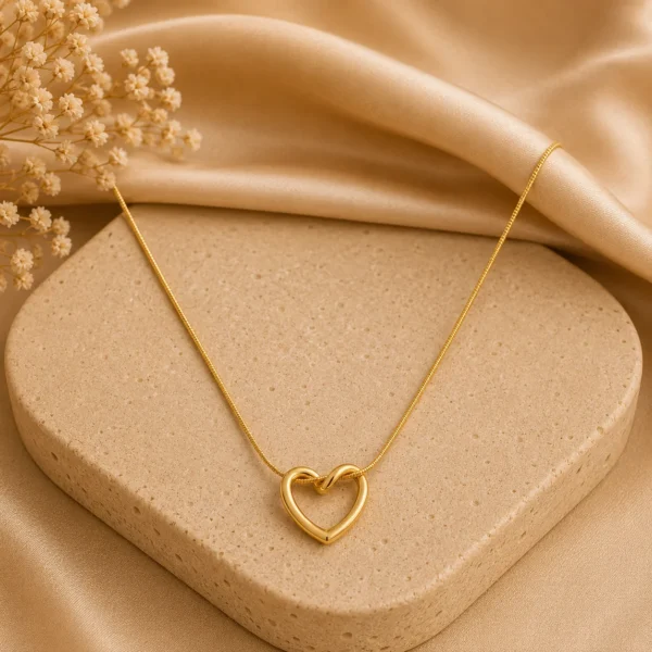 Open Heart Pendant Necklace for Women