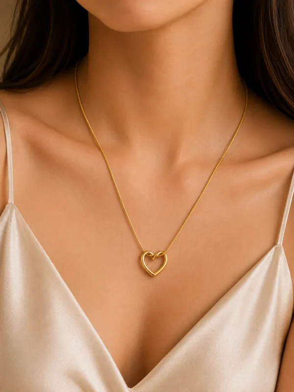 Open Heart Pendant Necklace for Women