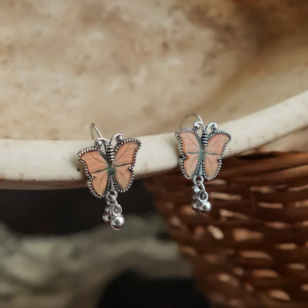 Peach Butterfly Charm Jhumka for Women