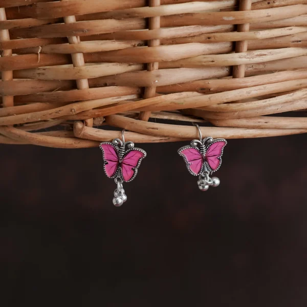 Pink Butterfly Charm Jhumka for Women