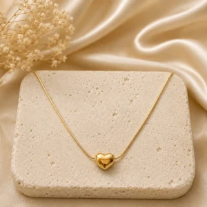 Puffy Heart Necklace for Women