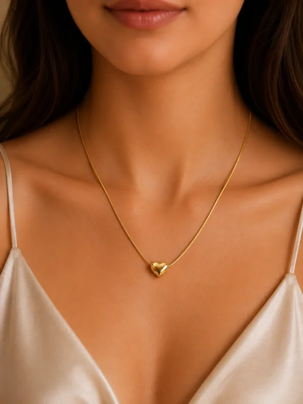 Puffy Heart Necklace for Women