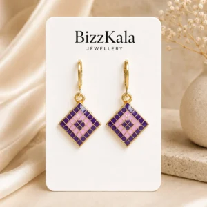 Purple Checkered Jhumka for Women