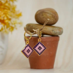 Purple Checkered Jhumka for Women - Image 3
