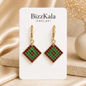 Red Green Checkered Jhumka for Women