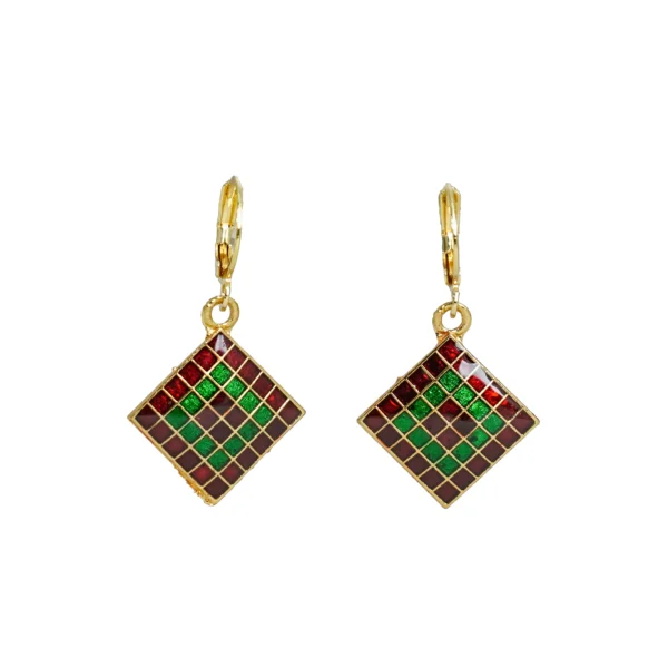 Red Green Checkered Jhumka for Women