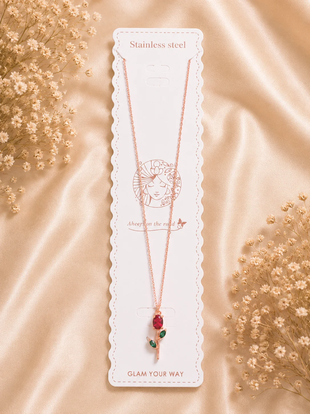 Red Tulip Necklace for Women - Image 1