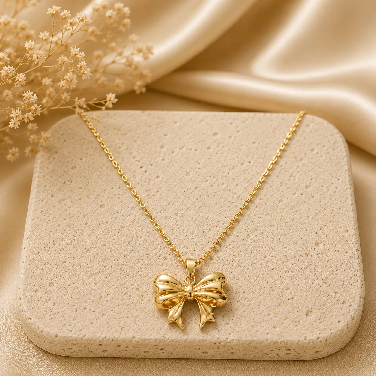 Ribbon Bow Pendant Necklace for Women - Image 1