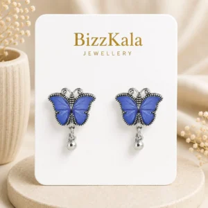 Royal Blue Butterfly Charm Jhumka for Women