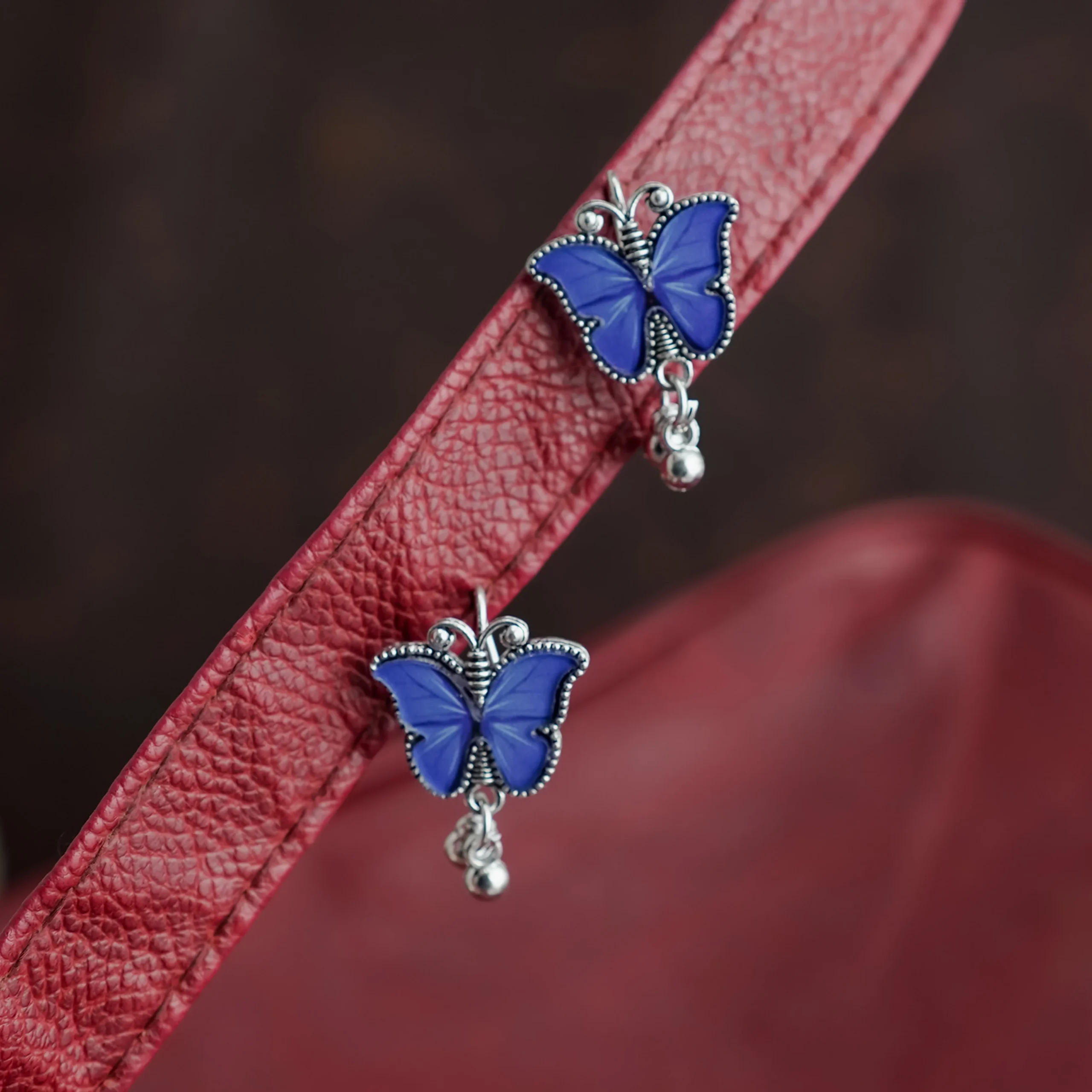 Royal Blue Butterfly Charm Jhumka for Women - Image 3