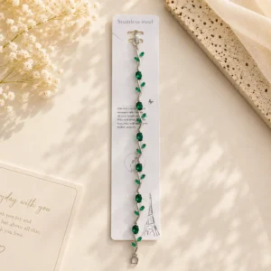 Silver Emerald Tulip Vine Bracelet for Women