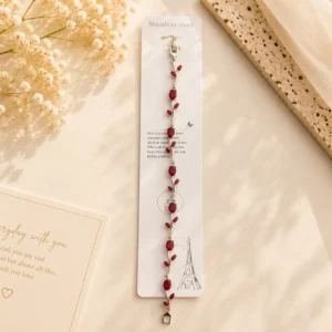 Silver Ruby Tulip Vine Bracelet for Women