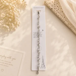 Silver White Tulip Vine Bracelet for Women