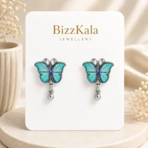 Sky Blue Butterfly Charm Jhumka for Women