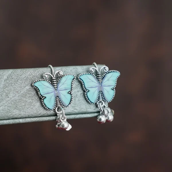 Sky Blue Butterfly Charm Jhumka for Women