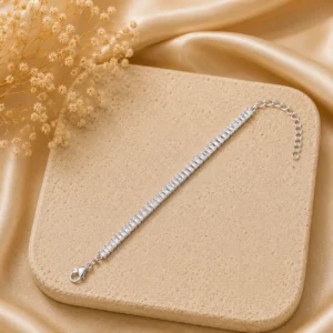 White Baguette Crystal Tennis Bracelet for Women