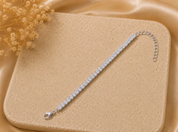 White Crystal Tennis Bracelet for Women