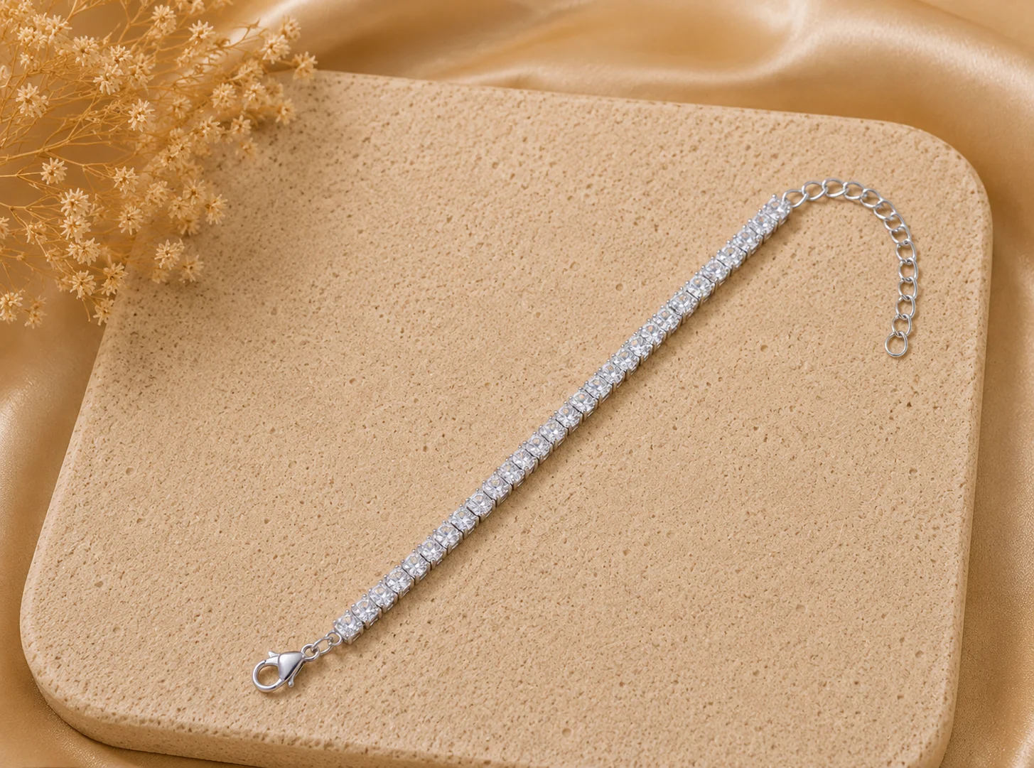 White Crystal Tennis Bracelet for Women - Image 1