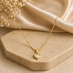 White Heart Pearl Pendant Necklace for Women