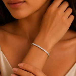 White Round Crystal Tennis Bracelet for Women - Image 2